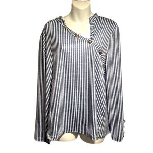 NWT Zolucky Navy and White Stripped Costal Asymmetrical Top